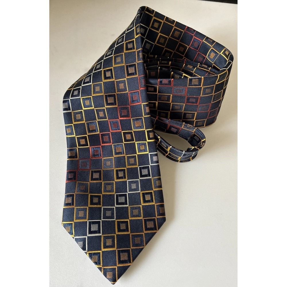 VTG Bernini-Beverly Hills-100% Silk Tie Multicolor 90s Made in USA